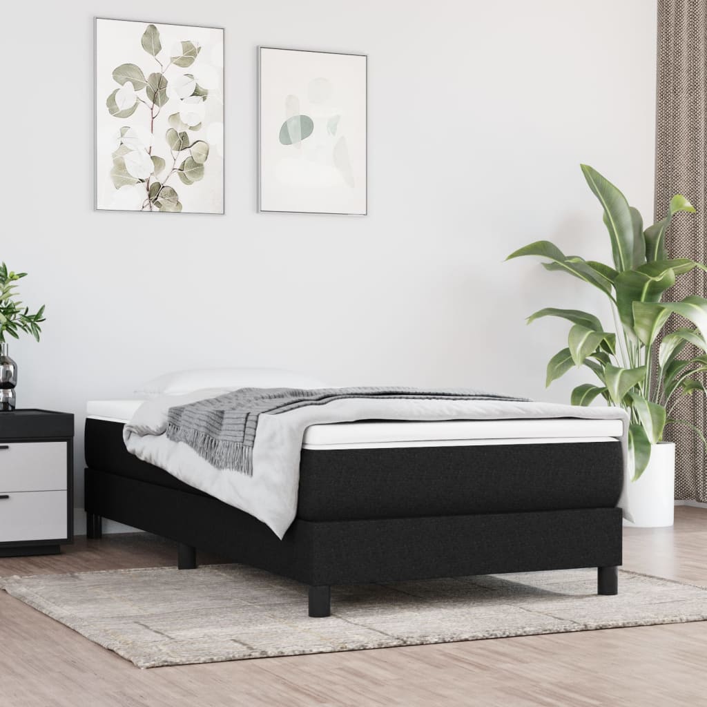 Struttura Letto a Rete a Molle Nero 90x200 cm in Tessuto