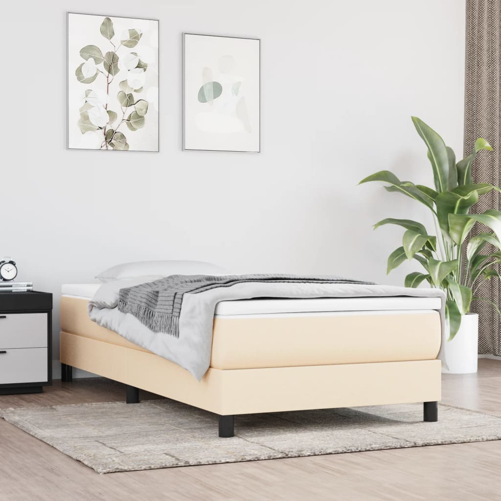 Struttura Letto a Rete a Molle Crema 90x200 cm in Tessuto