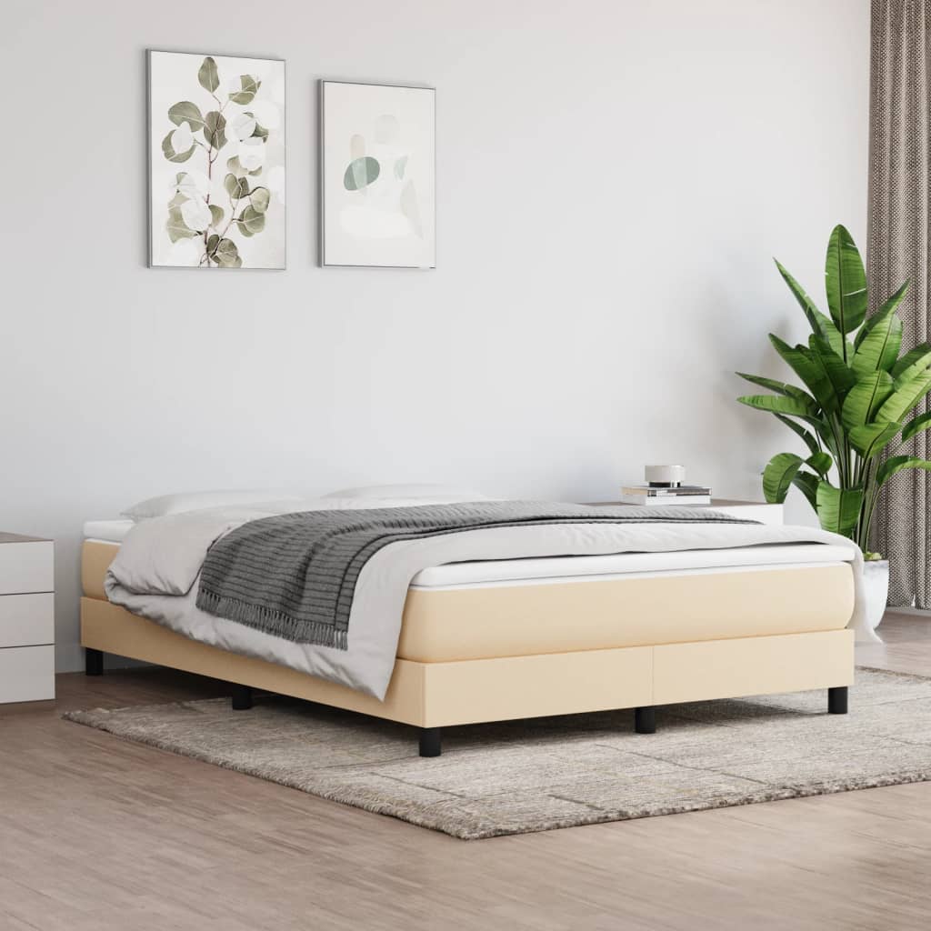 Struttura Letto a Rete a Molle Crema 140x200 cm in Tessuto