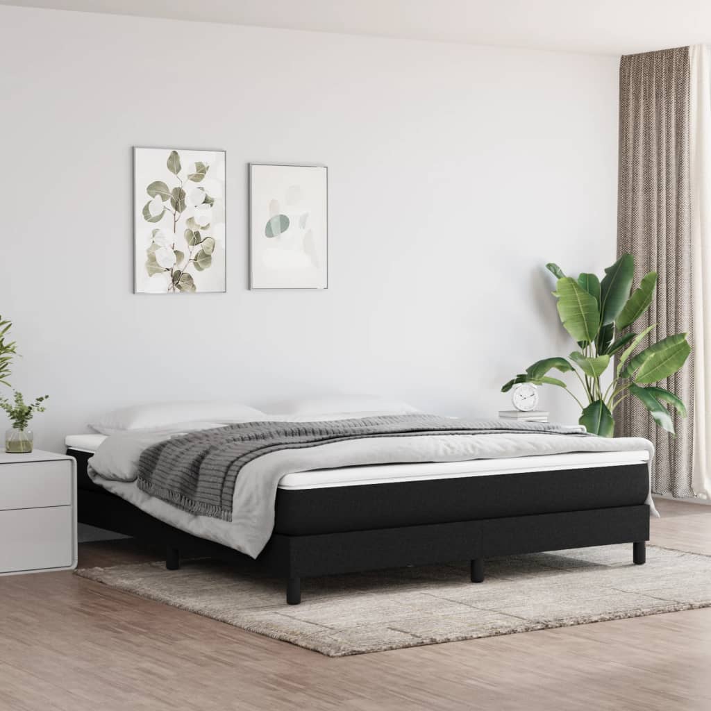 Struttura Letto a Rete a Molle Nero 160x200 cm in Tessuto
