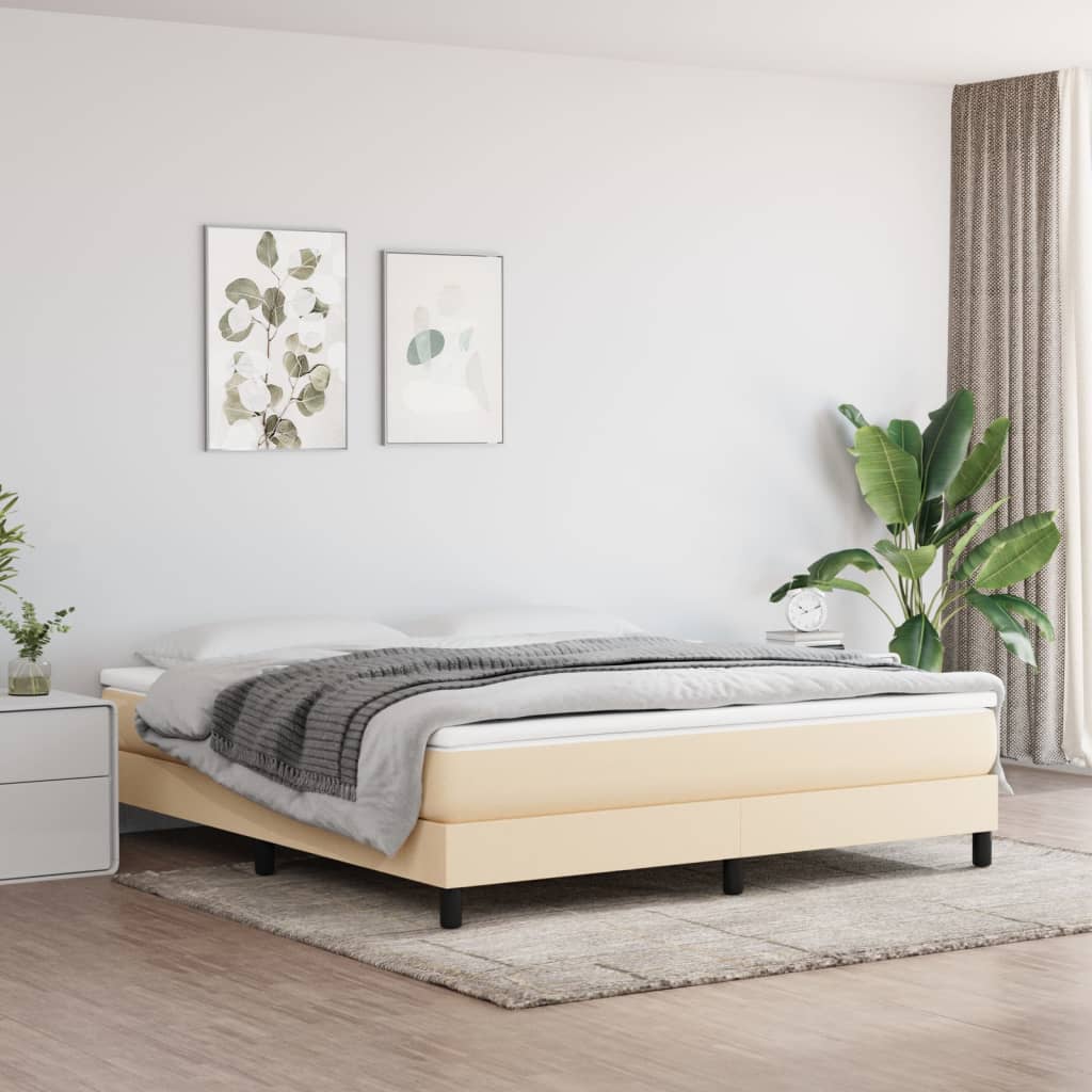 Struttura Letto a Rete a Molle Crema 160x200 cm in Tessuto