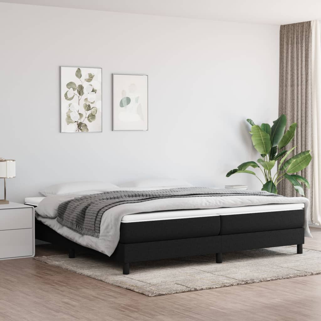 Struttura Letto a Rete a Molle Nero 200x200 cm in Tessuto