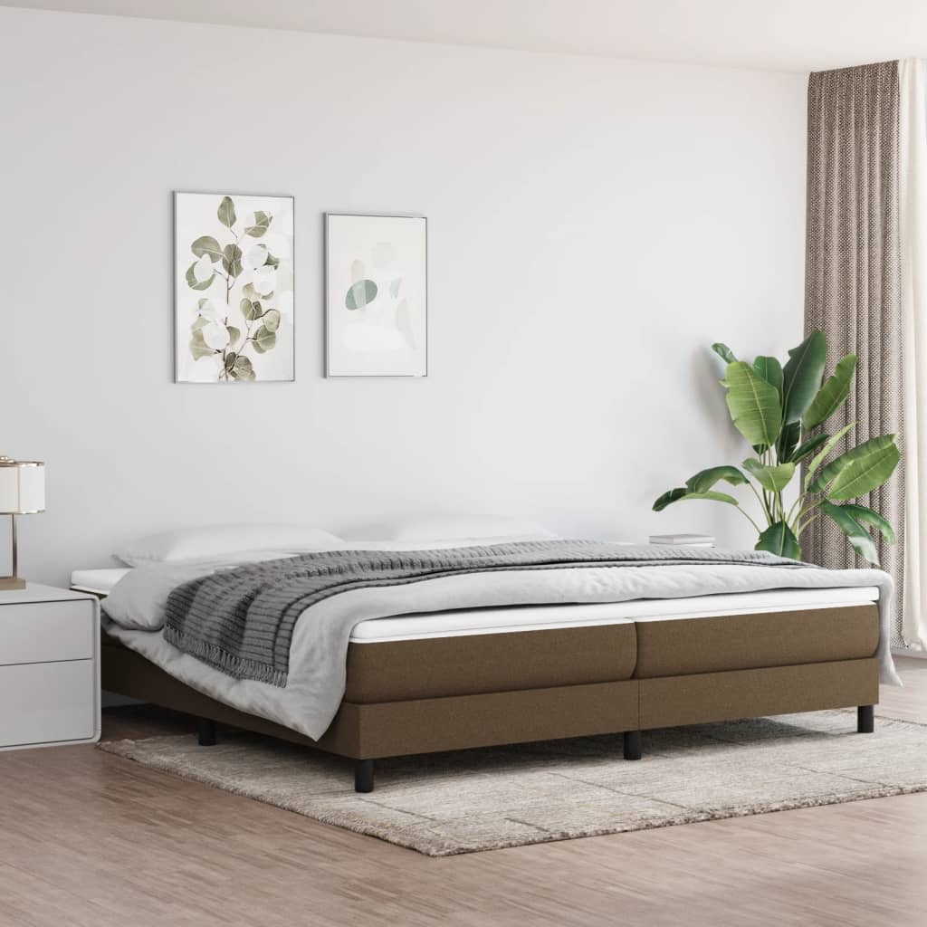 Struttura Letto a Rete a Molle Marrone Scuro 200x200 cm in Tessuto