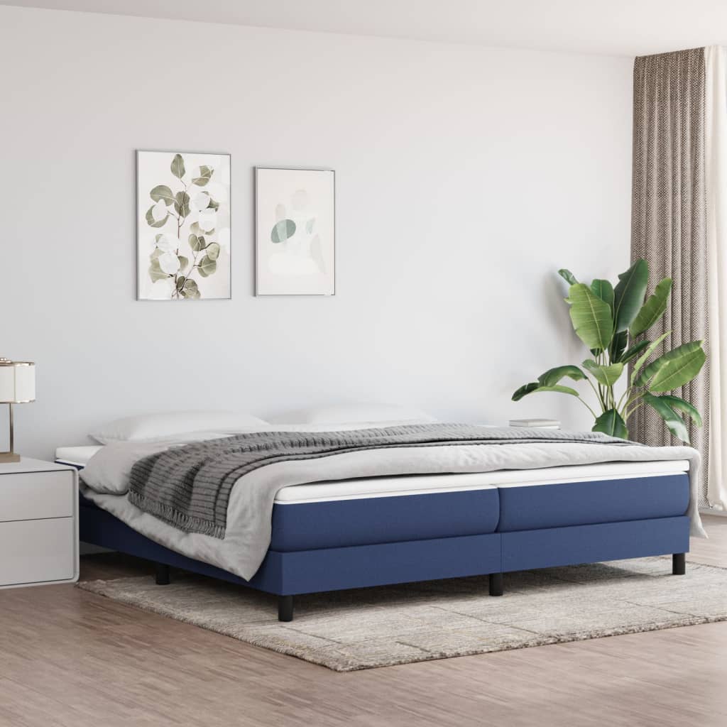 Struttura Letto a Rete a Molle Blu 200x200 cm in Tessuto