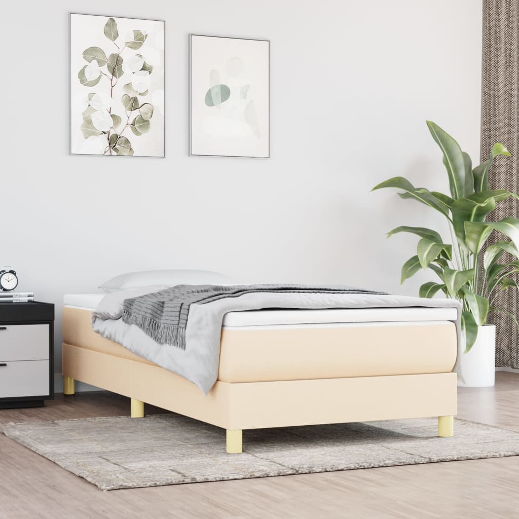 Struttura Letto a Rete a Molle Crema 80x200 cm in Tessuto