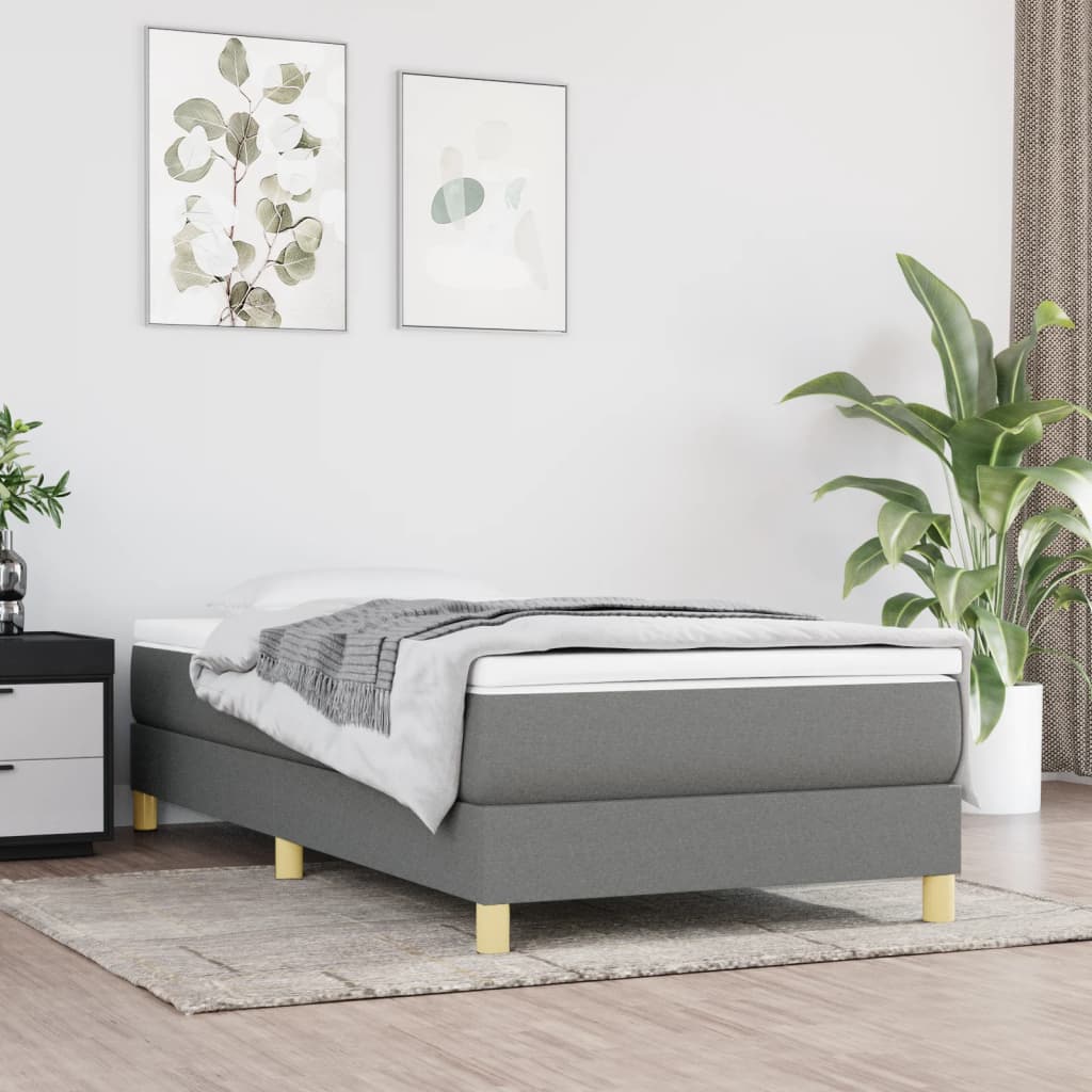 Struttura Letto a Rete a Molle Grigio Scuro 90x190 cm Tessuto