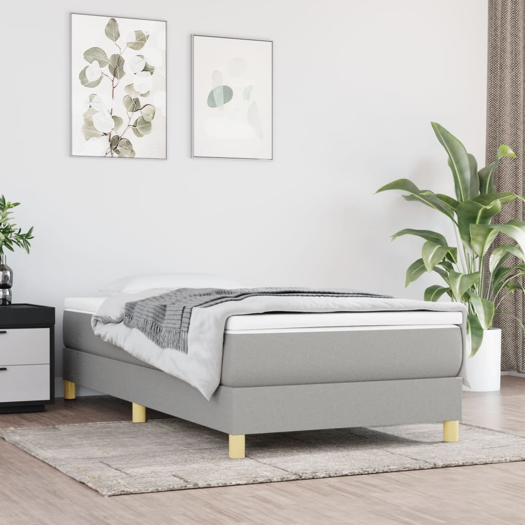 Struttura Letto a Rete a Molle Grigio Chiaro 90x200 cm Tessuto