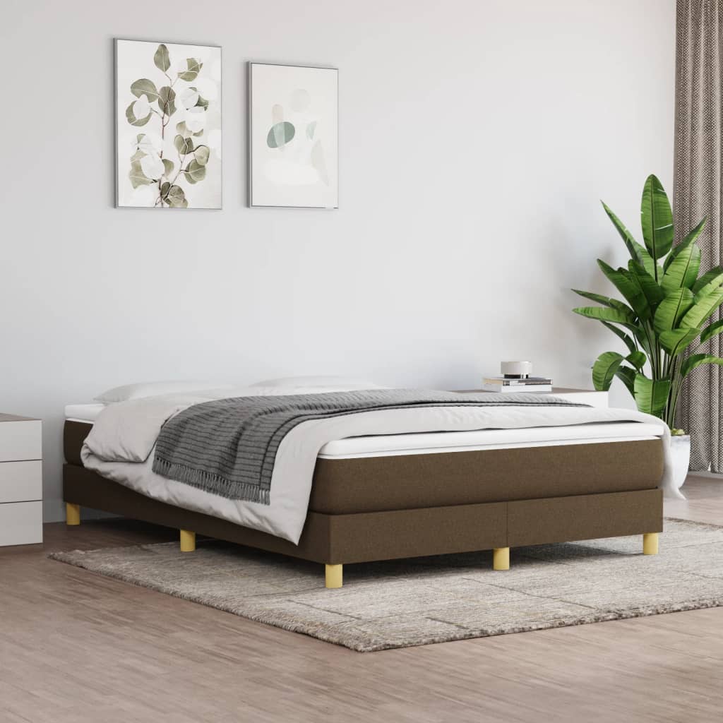 Struttura Letto a Rete a Molle Marrone Scuro 140x190 cm Tessuto