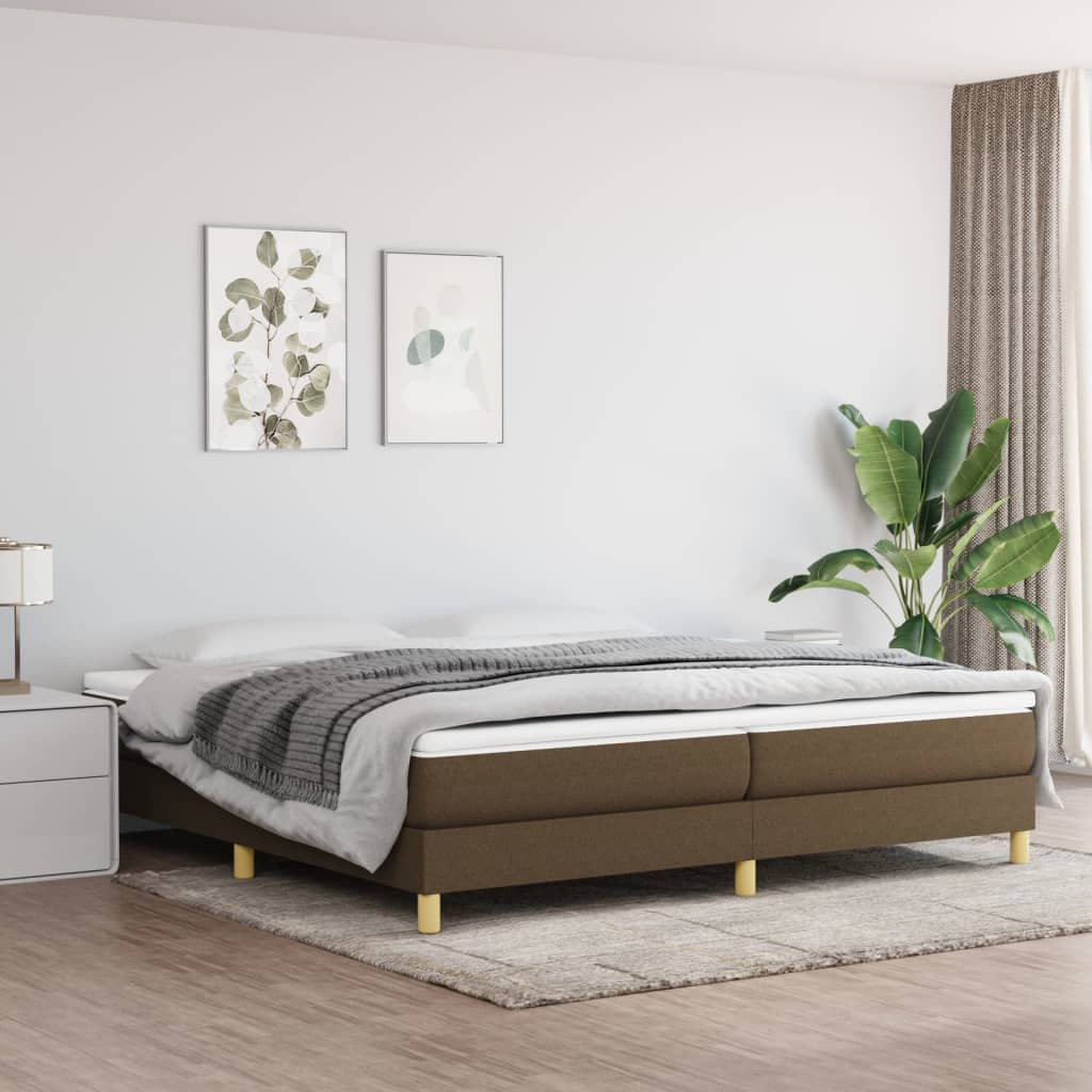 Struttura Letto a Rete a Molle Marrone Scuro 200x200 cm in Tessuto