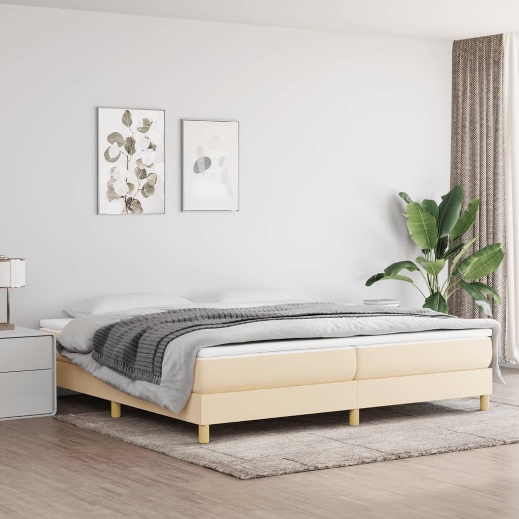Struttura Letto a Rete a Molle Crema 200x200 cm in Tessuto