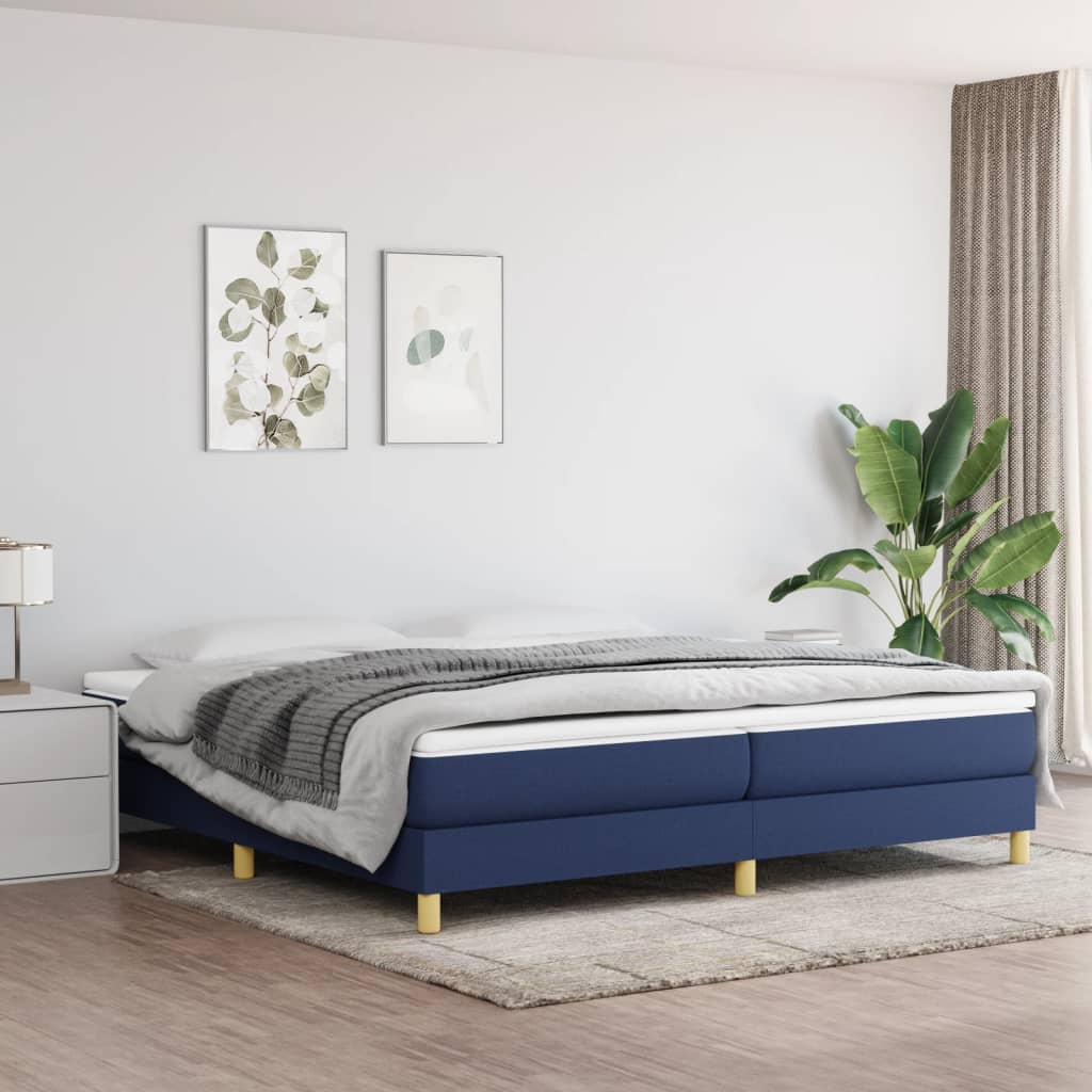Struttura Letto a Rete a Molle Blu 200x200 cm in Tessuto