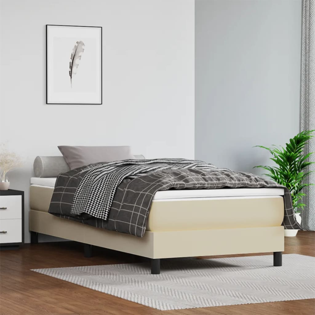 Struttura Letto a Rete a Molle Crema 90x200 cm in Similpelle