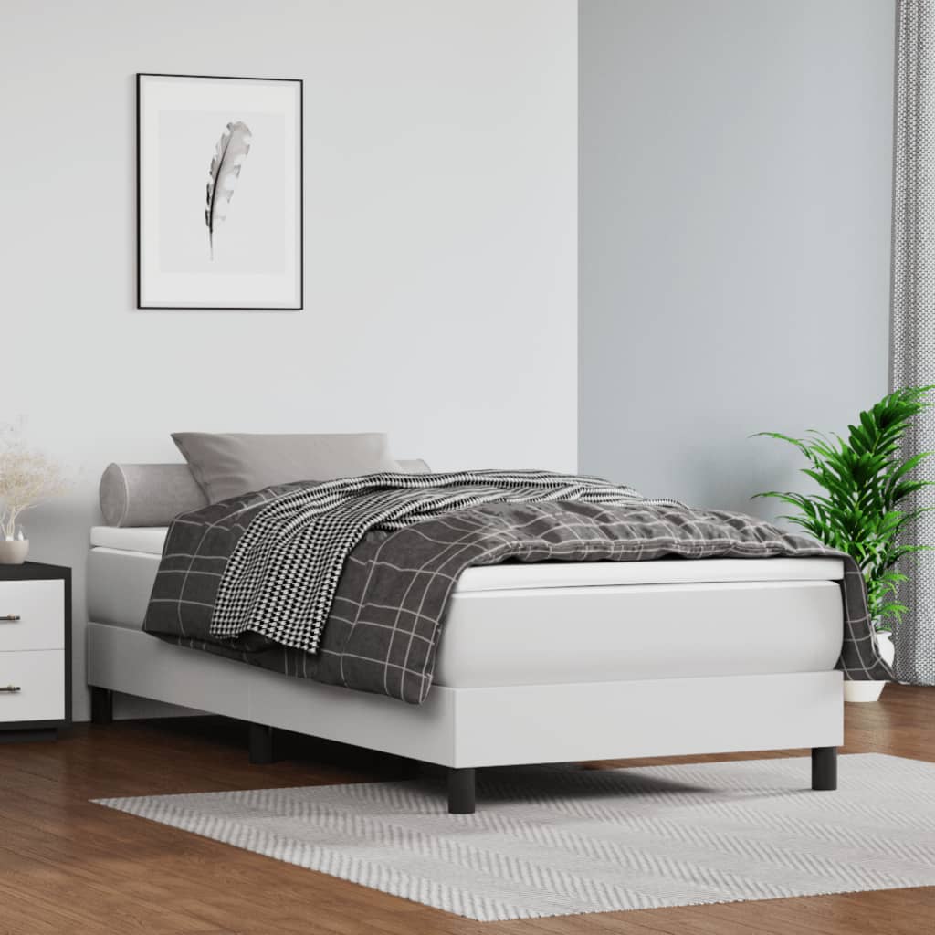 Struttura Letto a Rete a Molle Bianco 100x200 cm in Similpelle