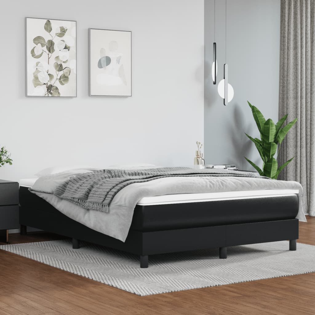 Struttura Letto a Rete a Molle Nero 140x190 cm in Similpelle