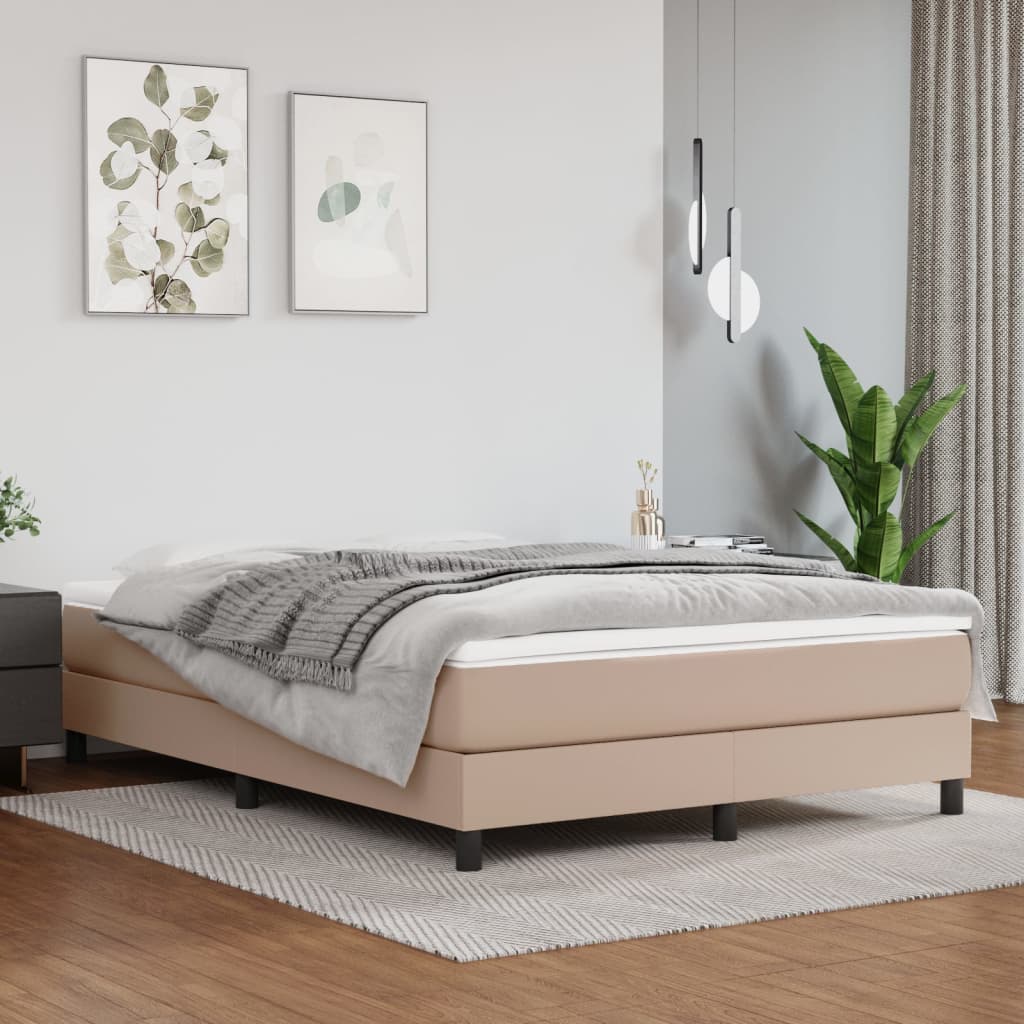 Struttura Letto a Rete a Molle Cappuccino 140x190 cm in Similpelle