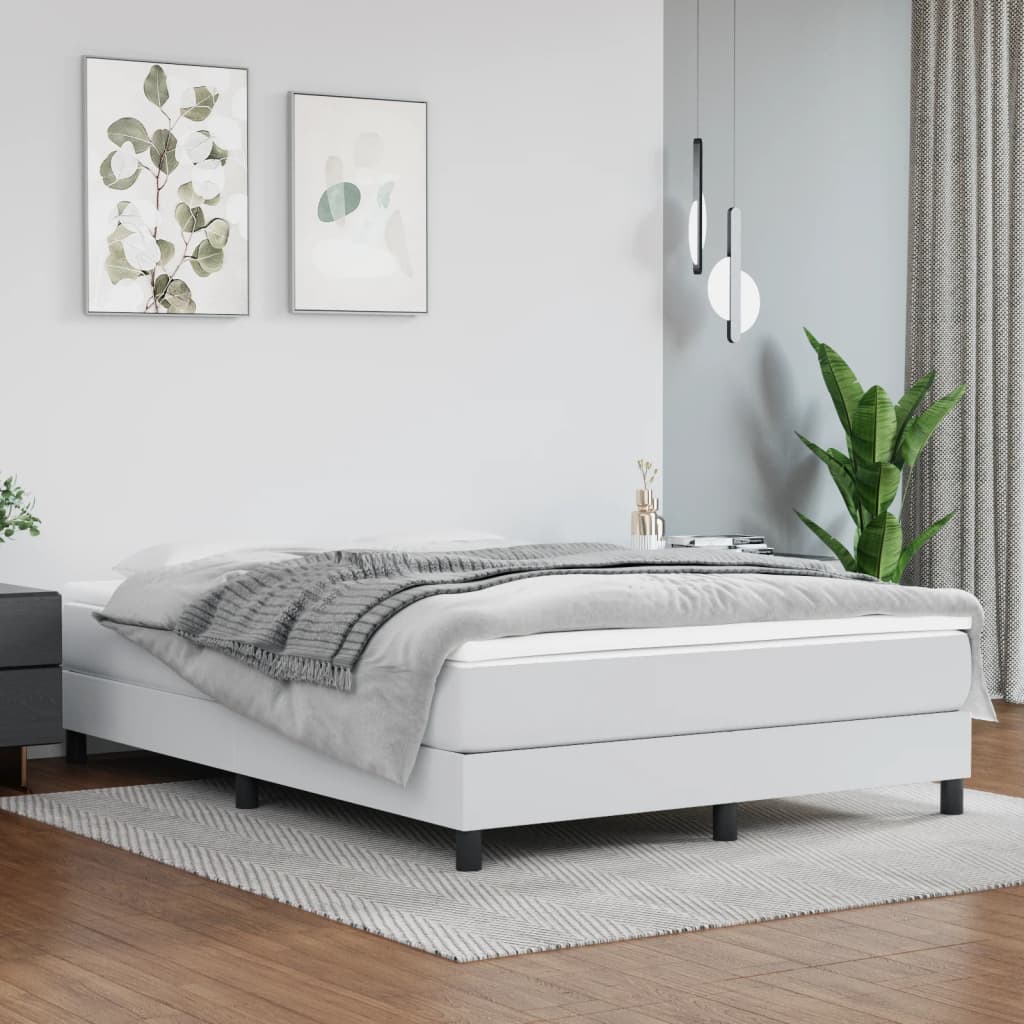 Struttura Letto a Rete a Molle Bianco 140x200 cm in Similpelle