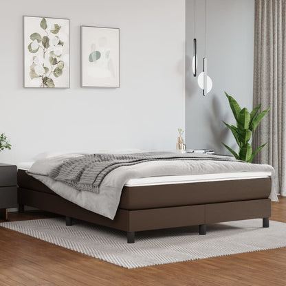 Struttura Letto a Rete a Molle Marrone 140x200 cm in Similpelle