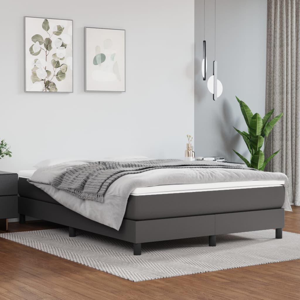 Struttura Letto a Rete a Molle Grigio 140x200 cm in Similpelle