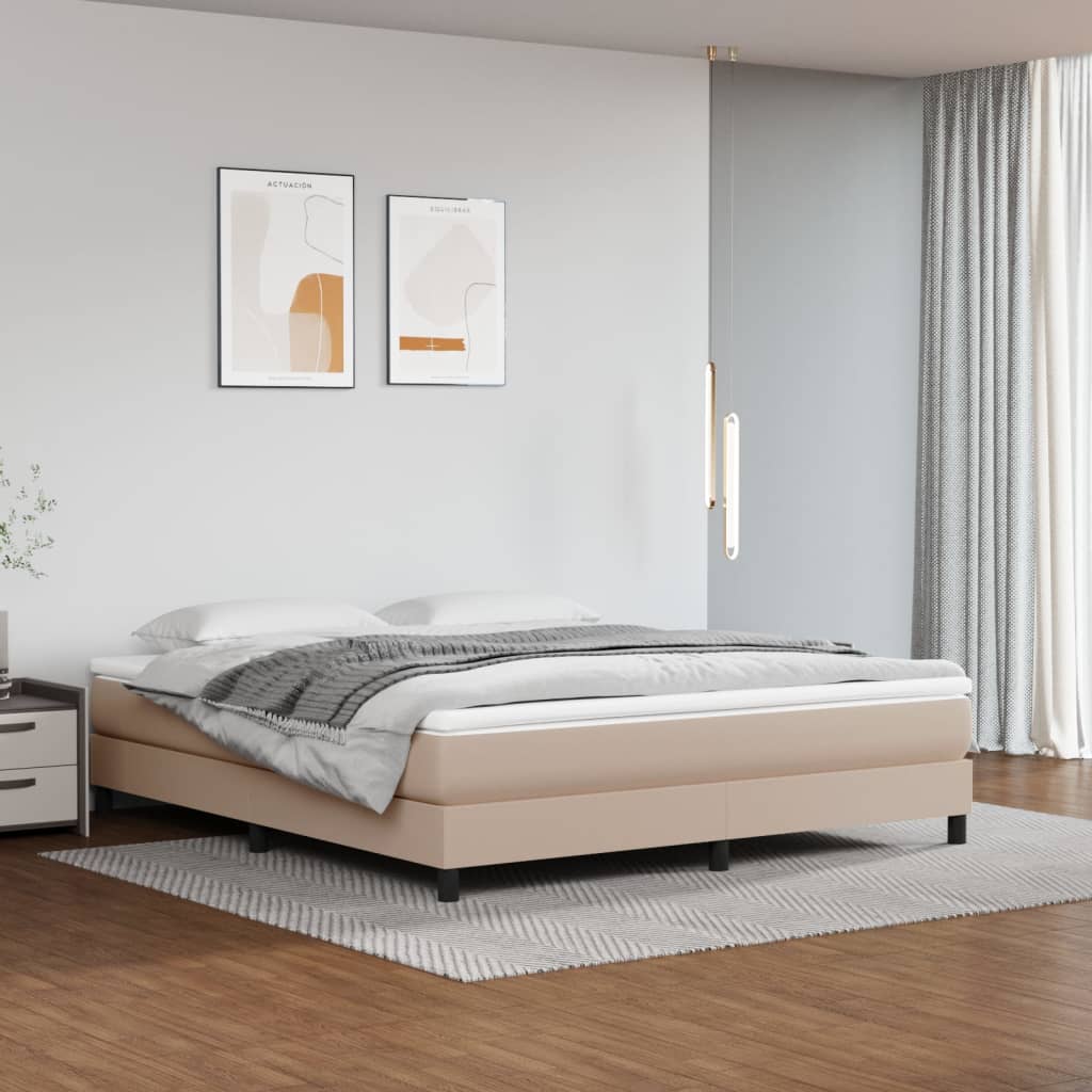 Struttura Letto a Rete a Molle Cappuccino 160x200 cm in Similpelle