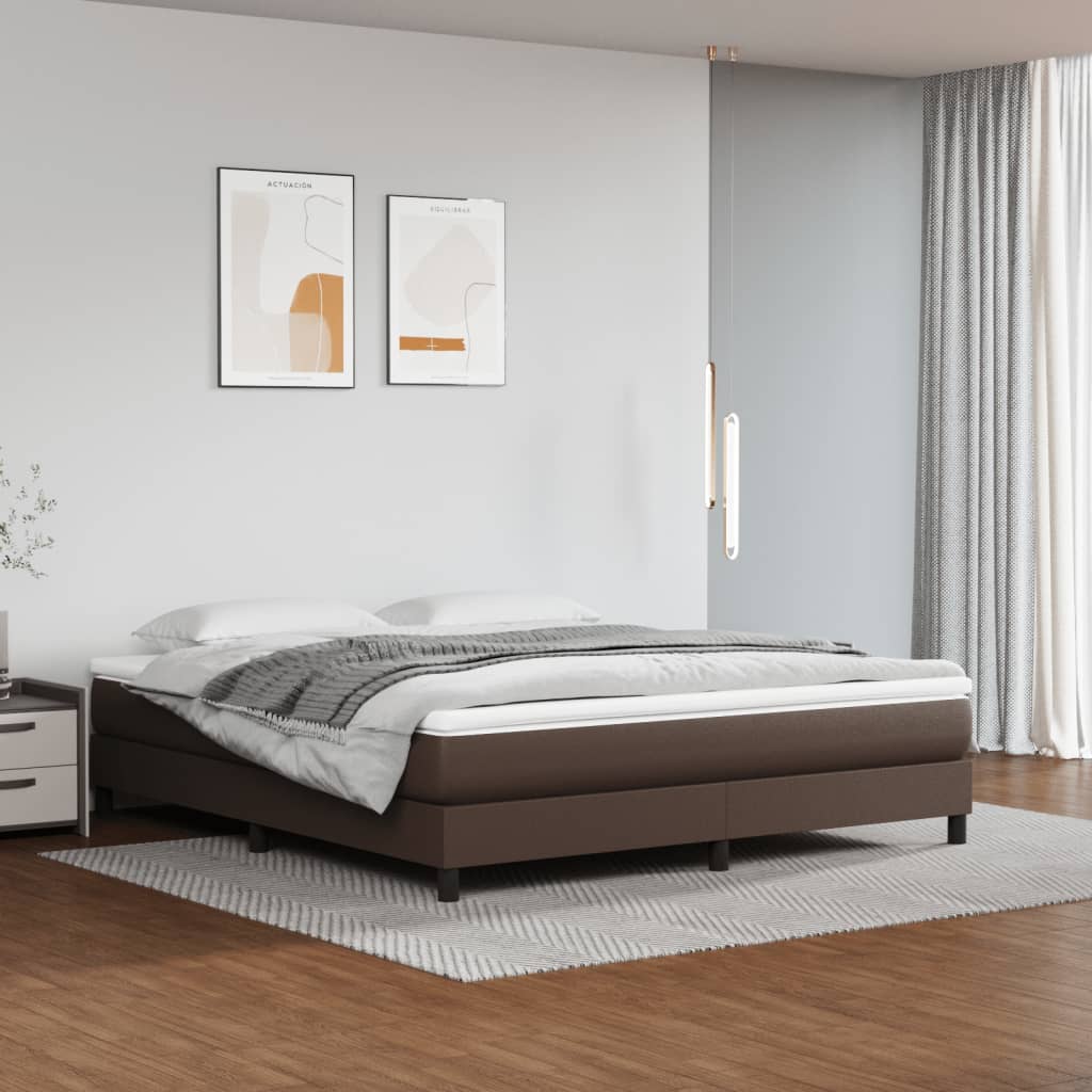 Struttura Letto a Rete a Molle Marrone 180x200 cm in Similpelle
