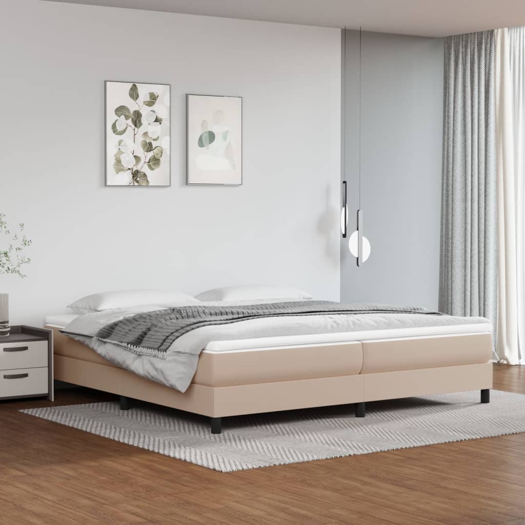 Struttura Letto a Rete a Molle Cappuccino 200x200 cm in Similpelle