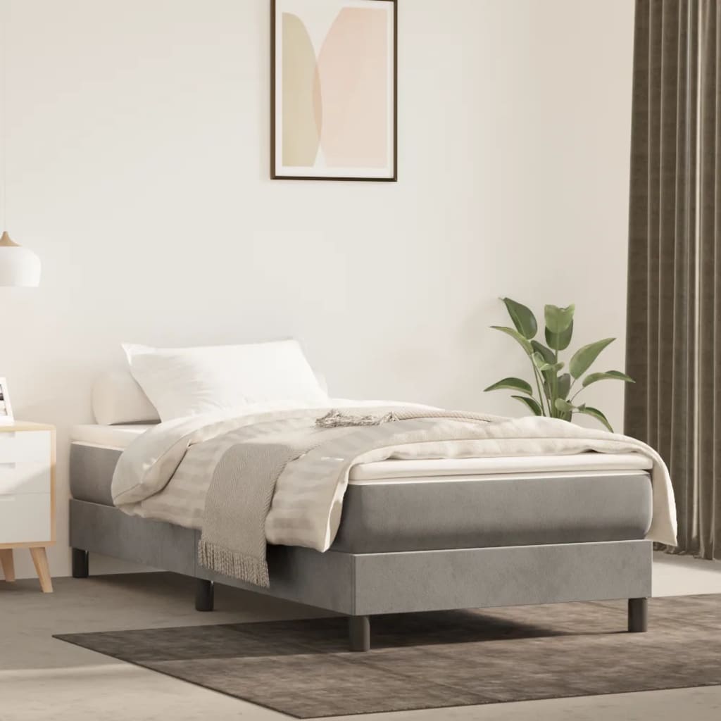 Struttura Letto a Rete a Molle Grigio Chiaro 90x190 cm Velluto
