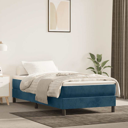 Struttura Letto a Rete a Molle Blu Scuro 90x190 cm in Velluto
