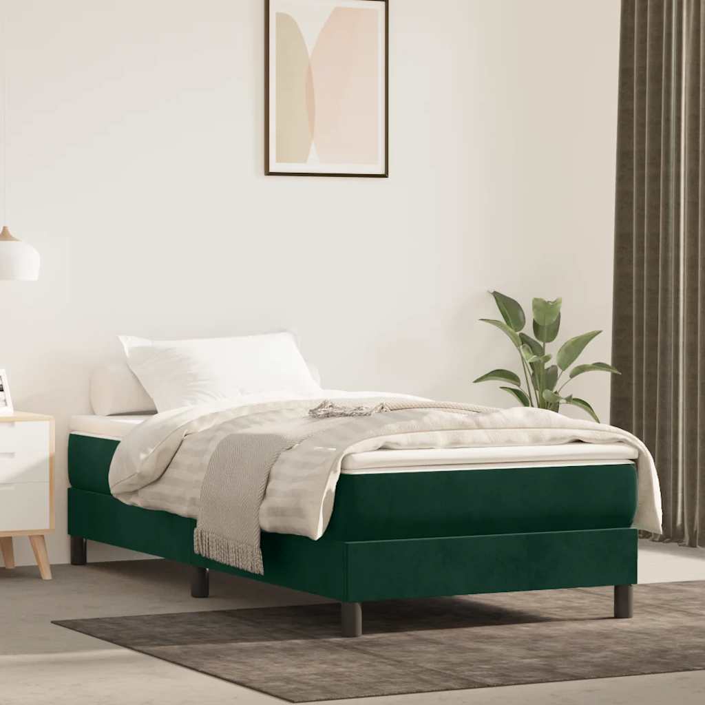 Struttura Letto a Rete a Molle Verde Scuro 90x200 cm in Velluto