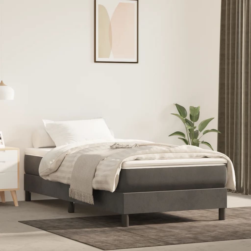Struttura Letto a Rete a Molle Grigio Scuro 100x200 cm Velluto