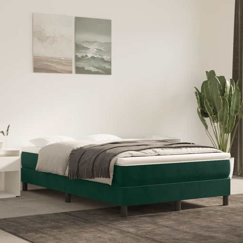 Struttura Letto a Rete a Molle Verde Scuro 120x200 cm in Velluto