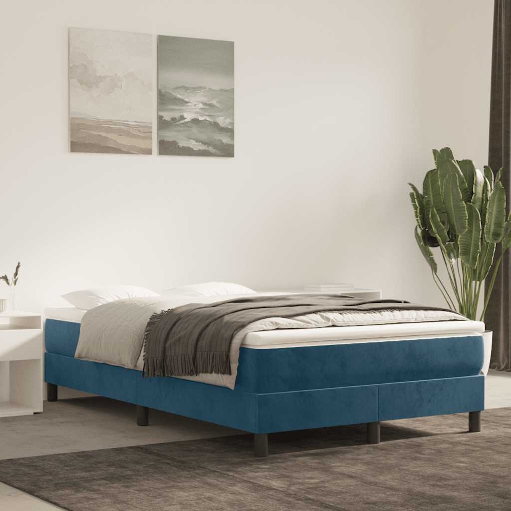 Struttura Letto a Rete a Molle Blu Scuro 120x200 cm in Velluto