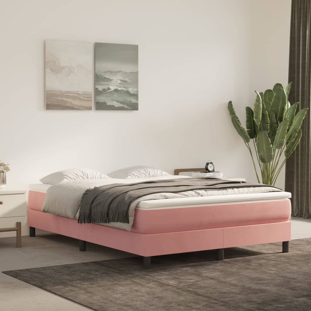Struttura Letto a Rete a Molle Rosa 140x190 cm in Velluto