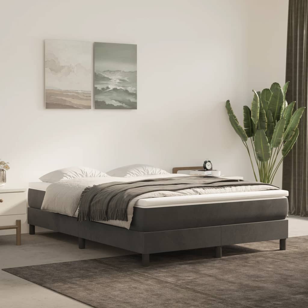 Struttura Letto a Rete a Molle Grigio Scuro 140x200 cm Velluto
