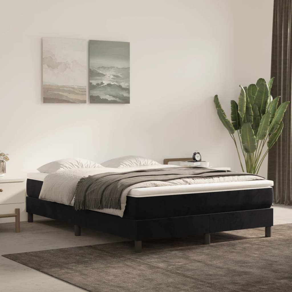 Struttura Letto a Rete a Molle Nero 140x200 cm in Velluto