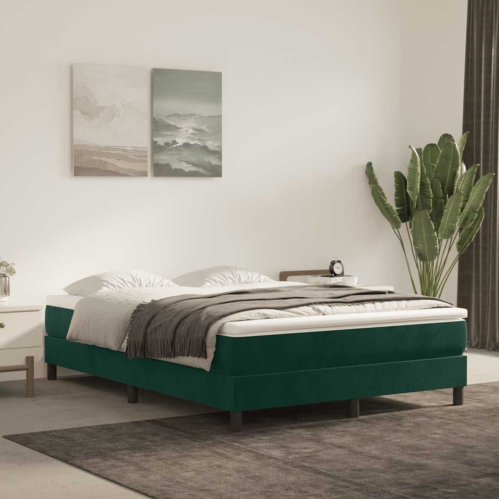 Struttura Letto a Rete a Molle Verde Scuro 140x200 cm in Velluto