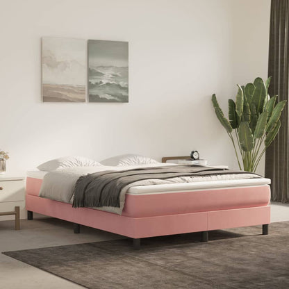 Struttura Letto a Rete a Molle Rosa 140x200 cm in Velluto