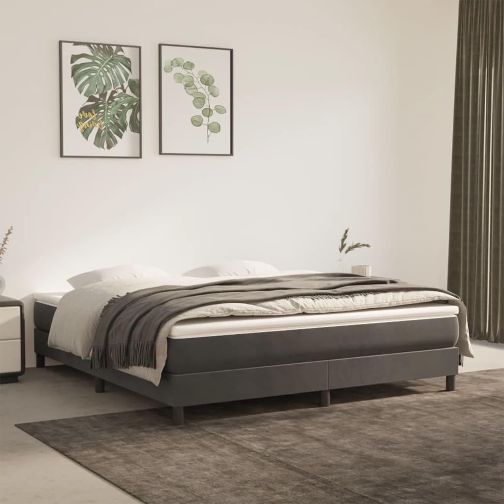 Struttura Letto a Rete a Molle Grigio Scuro 160x200 cm Velluto