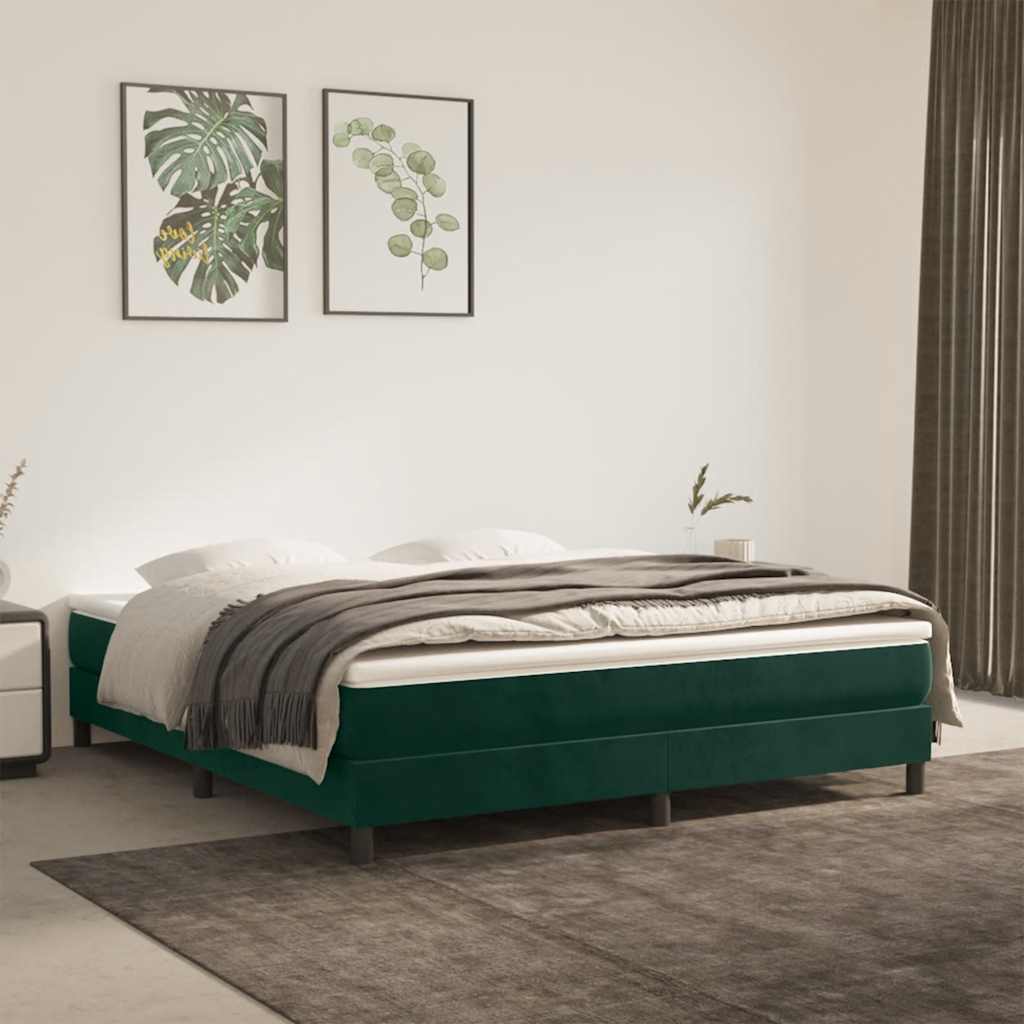 Struttura Letto a Rete a Molle Verde Scuro 160x200 cm in Velluto