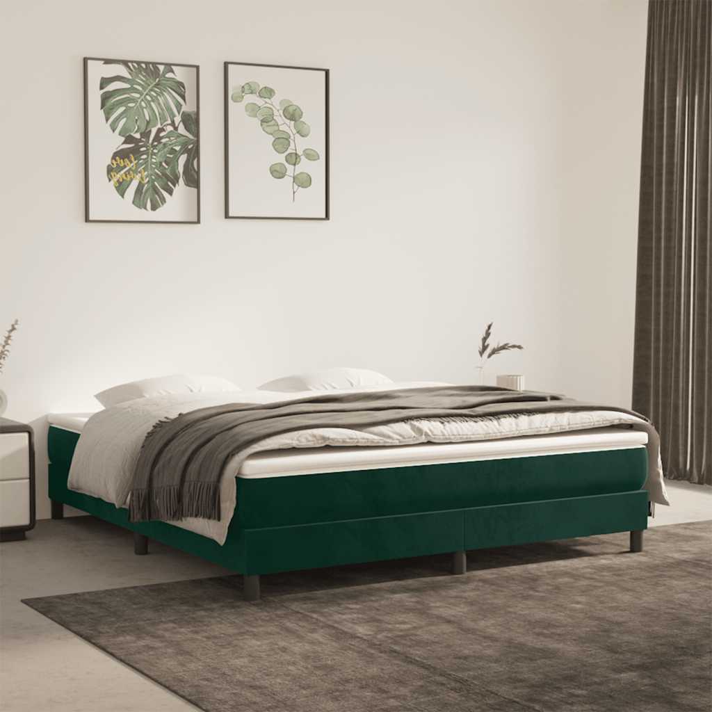 Struttura Letto a Rete a Molle Verde Scuro 180x200 cm in Velluto