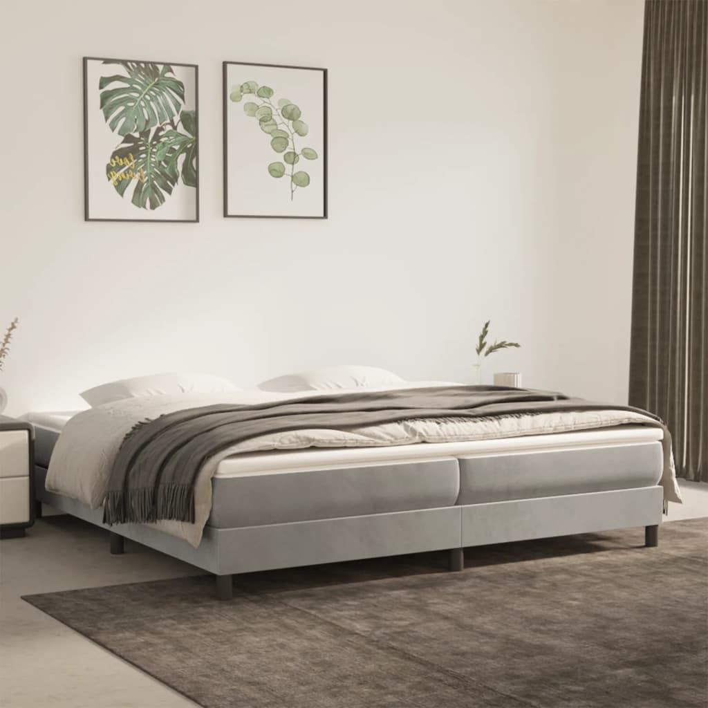 Struttura Letto a Rete a Molle Grigio Chiaro 200x200 cm Velluto