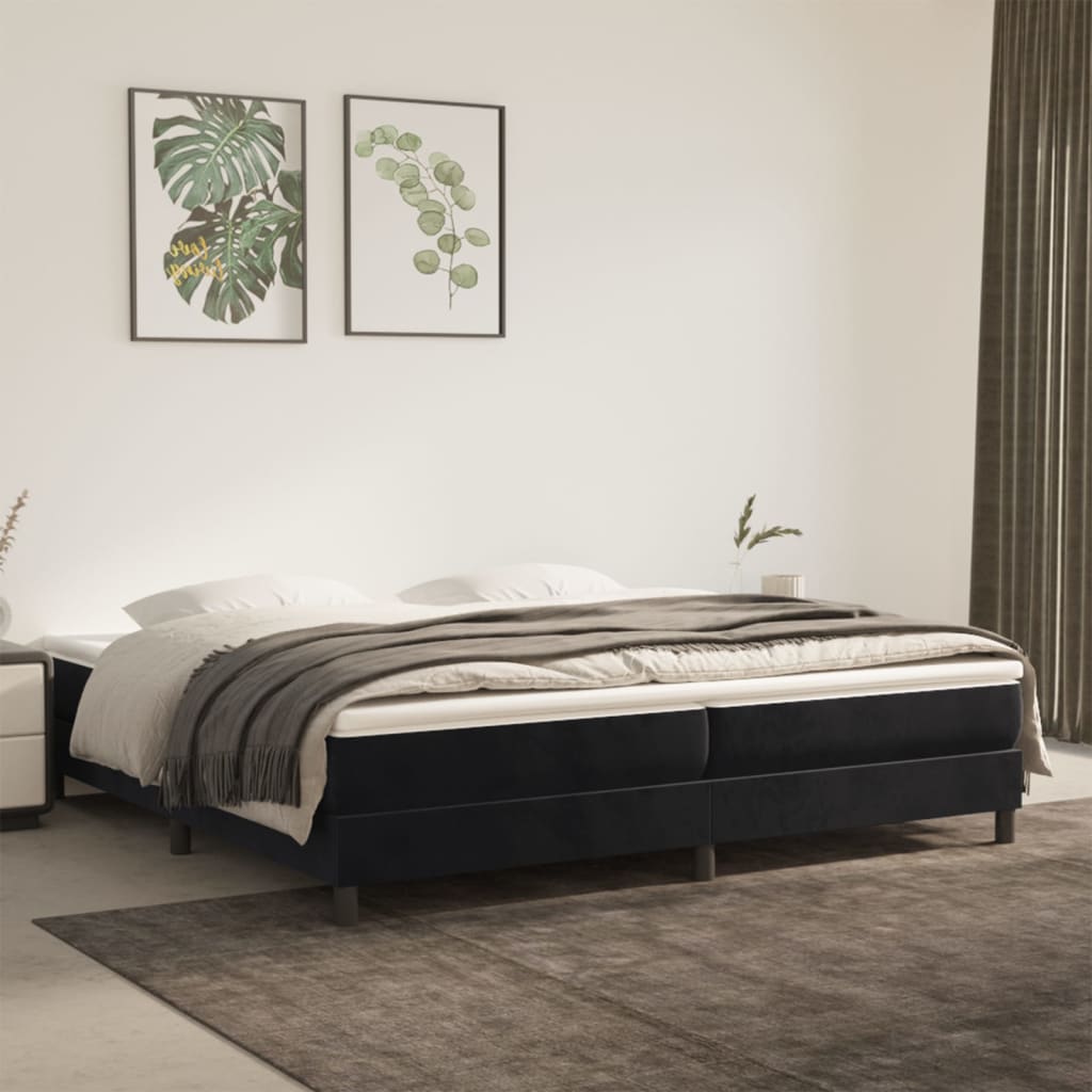 Struttura Letto a Rete a Molle Nero 200x200 cm in Velluto