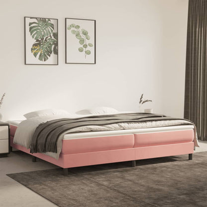 Struttura Letto a Rete a Molle Rosa 200x200 cm in Velluto