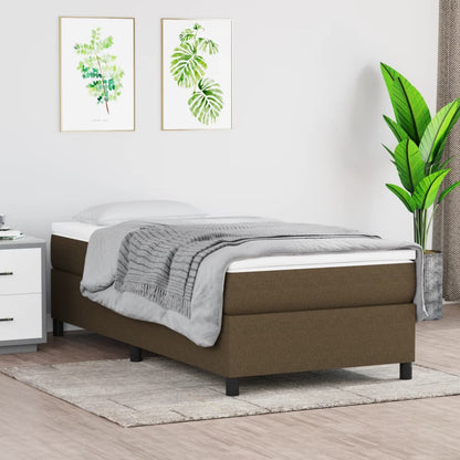 Struttura Letto a Rete a Molle Marrone Scuro 90x200 cm Tessuto
