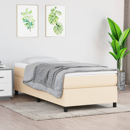 Struttura Letto a Rete a Molle Crema 90x200 cm in Tessuto