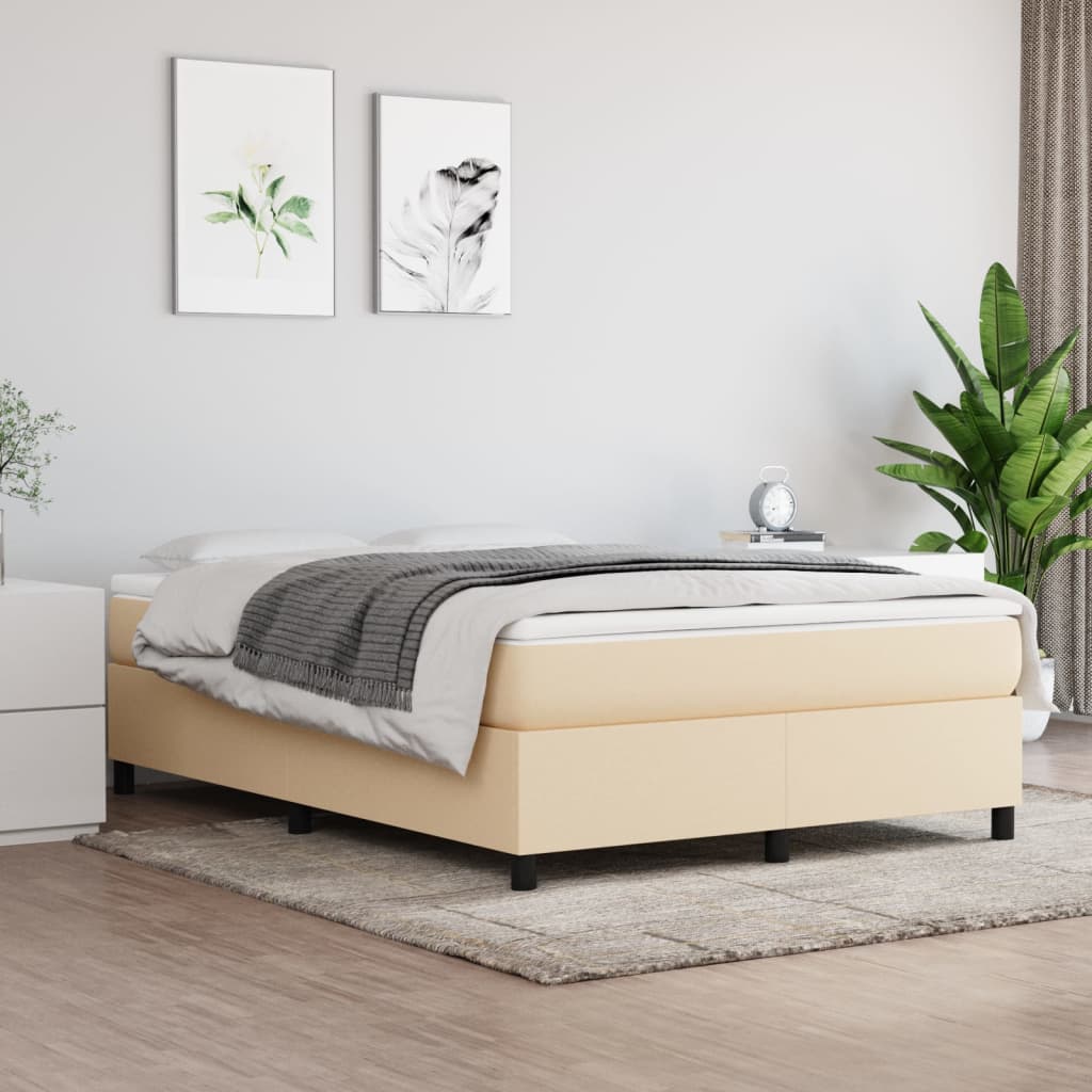 Struttura Letto a Rete a Molle Crema 140x200 cm in Tessuto