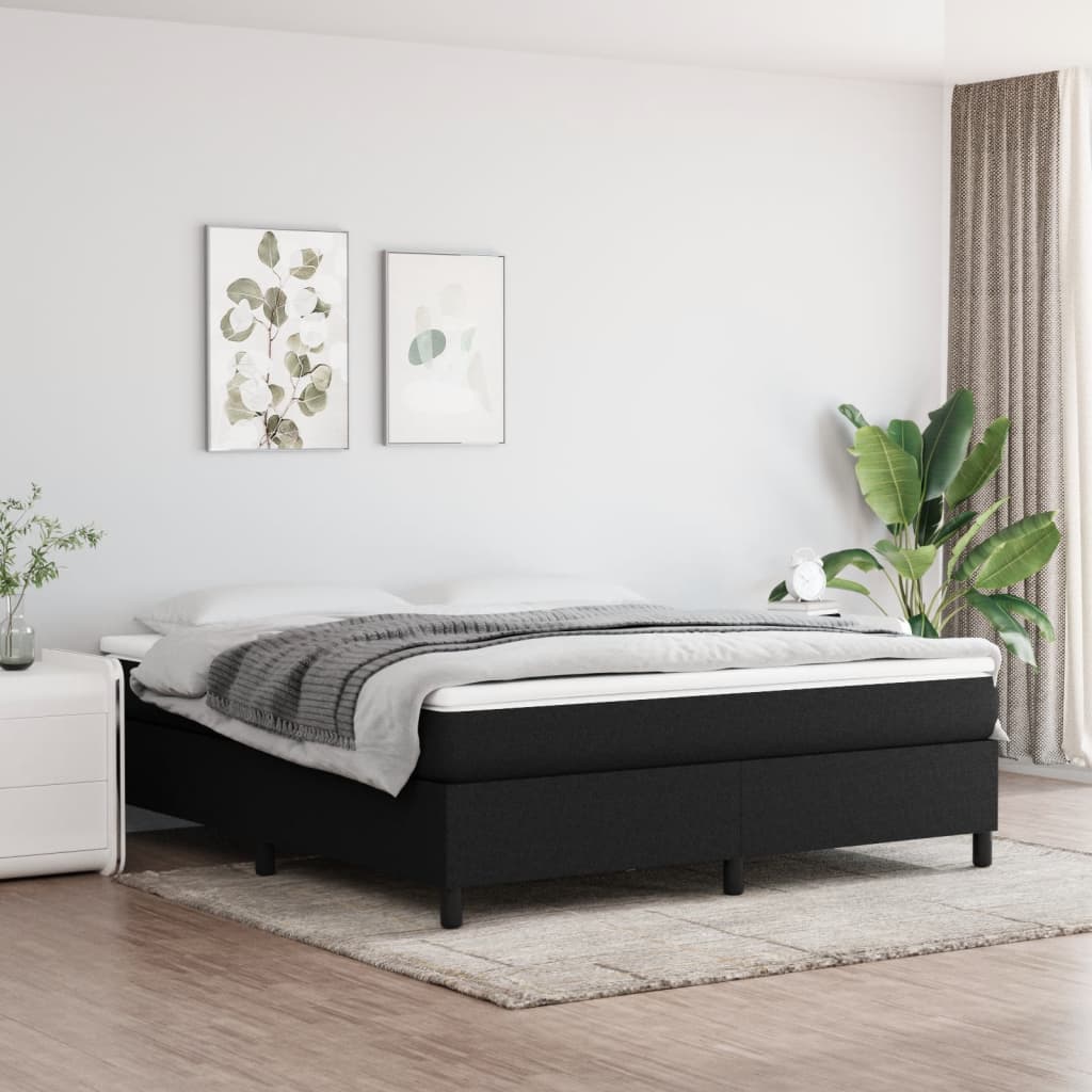 Struttura Letto a Rete a Molle Nero 160x200 cm in Tessuto