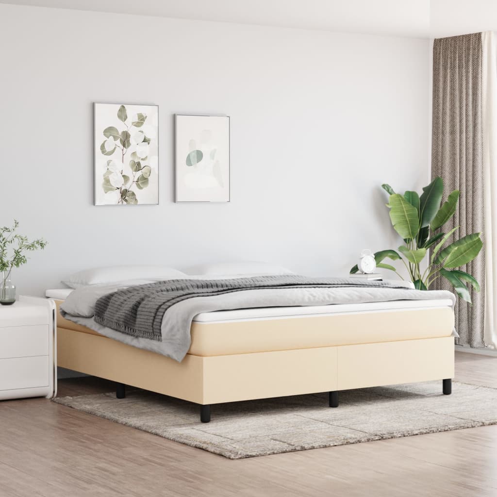 Struttura Letto a Rete a Molle Crema 160x200 cm in Tessuto