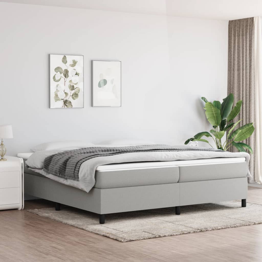 Struttura Letto a Rete a Molle Grigio Chiaro 200x200 cm Tessuto