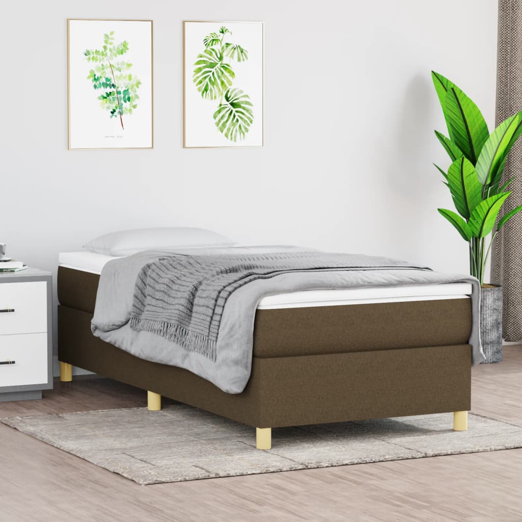 Struttura Letto a Rete a Molle Marrone Scuro 80x200 cm Tessuto