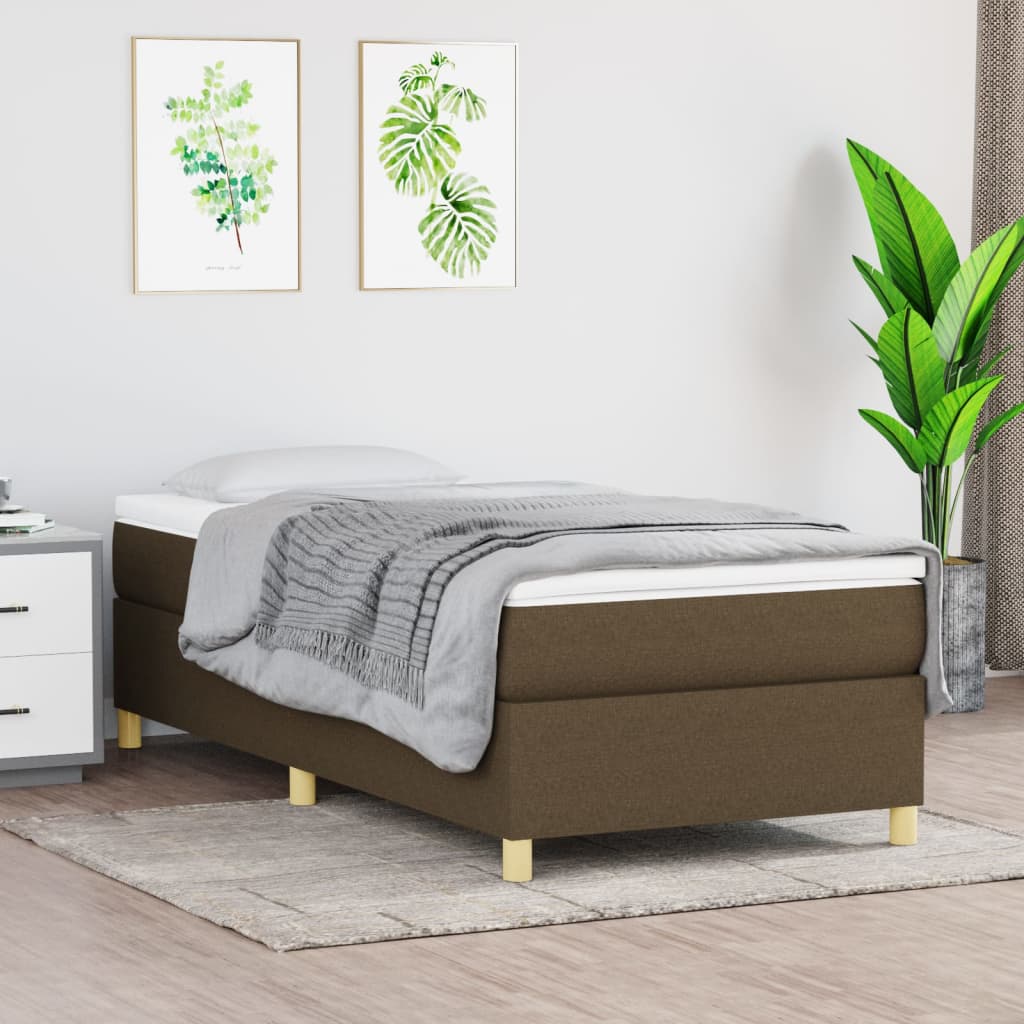 Struttura Letto a Rete a Molle Marrone Scuro 100x200 cm Tessuto
